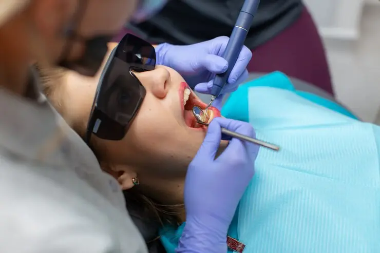 Dental procedure with patient and dentist