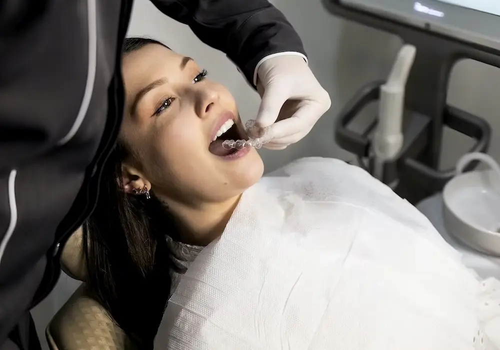 Patient receiving dental treatment in clinic