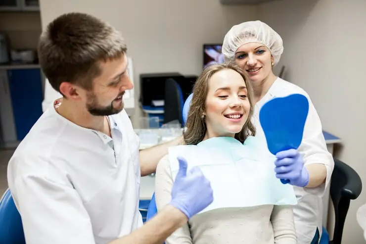 Patient smiling in dental office