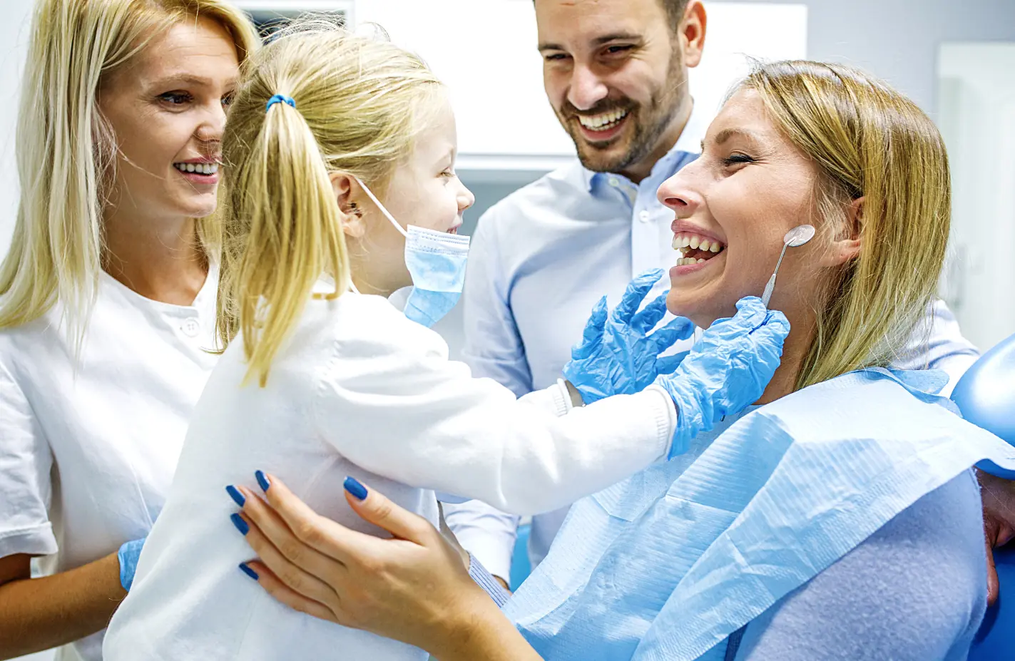 Family enjoying a dental visit together
