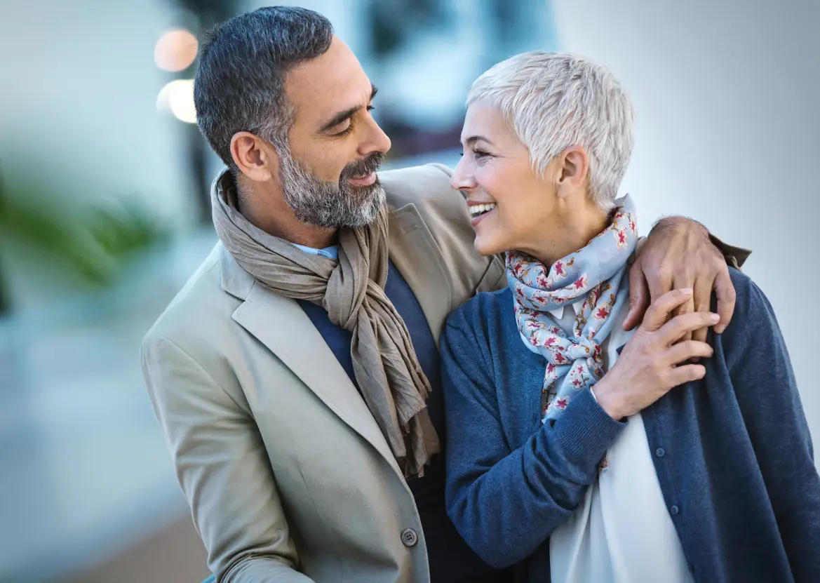 Couple smiling and enjoying each other
